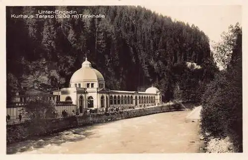 L100 Schweiz Unter-Engadin Kurhaus Tarasp Trinkhalle Vintage Postkarte