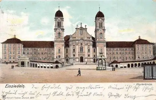 L099 Schweiz 1904 Einsiedeln Klosterkirche Kirche Vintage Postkarte