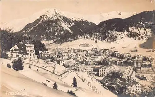 L100 Schweiz 1927 Davos Platz Berge Schnee Vintage Postkarte