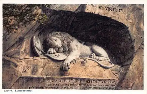 L099 Schweiz Luzern Loewendenkmal Löwe Statue Vintage Postkarte