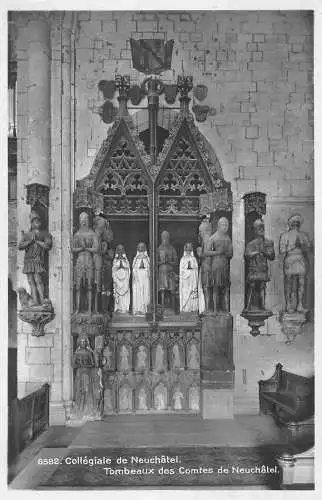 L099 Schweiz Collegiale de Neuchatel Grab der Grafen Vintage Postkarte