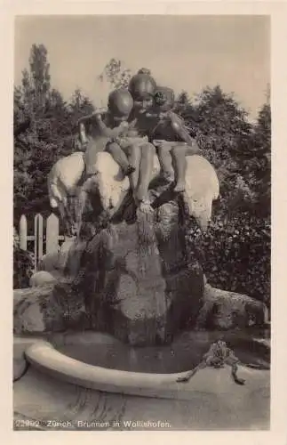 L099 Schweiz Brunnen in Wollishofen Brunnen Vintage Postkarte
