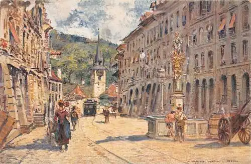L100 Schweiz 1938 Bern Gerechtigkeitsgasse Denkmalstraße Vintage Postkarte