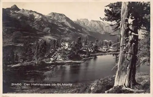L045 Schweiz 1925 Der Hahnensee ob St Moritzer See Vintage Postkarte