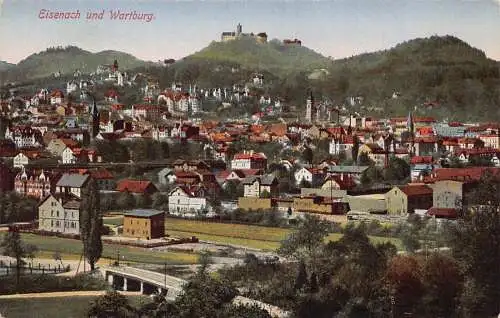 L046 Deutschland Eisenach Panoramablick Wartburg Vintage Postkarte