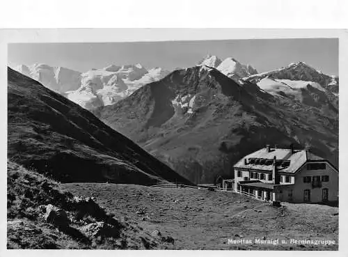 L045 Schweiz 1941 Muottas Muraigl Berninagruppe Hotel RPPC Vintage Postkarte