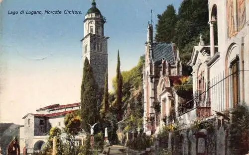 L045 Schweiz 1930 Lago di Lugano Morcote Cimitero Friedhof Vintage Postkarte