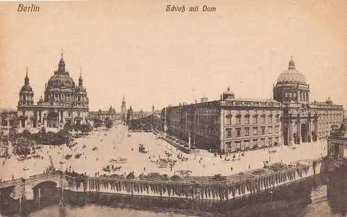 L046 Deutschland Berliner Schloss und Dom Panoramablick Vintage Postkarte