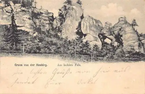 L046 Deutschland 1905 Bayern Grüße aus Houbirg Hohlfelsen Vintage Postkarte