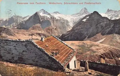 L045 Schweiz 1911 Faulhorn Panorama Watterhorn Hotel Briefmarke Vintage Postkarte
