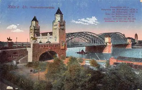 L046 Deutschland Köln am Rhein Hohenzollern Brücke Vintage Postkarte