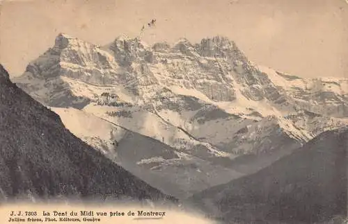 L047 Schweiz 1909 La Dent du Midi vue Prise de Montreux Vintage Postkarte