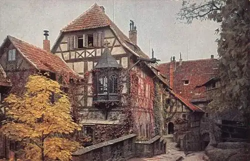 L046 Deutschland Eisenach Wartburg Innenhof Vintage Postkarte