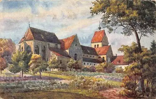 L046 Deutschland 1921 Insel Reichenaun Bodensee Das Münster Vintage Postkarte