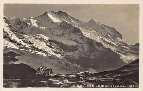 L045 Schweiz 1930 Kleine scheidegg mit jungfrau Berg Vintage Postkarte