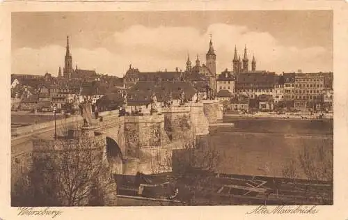 L046 Deutschland Würzburg Alter Main Brücke Postkarte