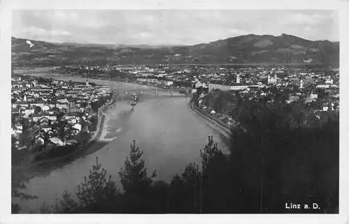 L049 Österreich Linz am Donnau Feldpost WWII Panorama RPPC Vintage Postkarte