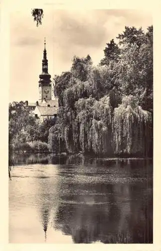 A191 Tschechien Litovel View Lake Park Vintage Postkarte