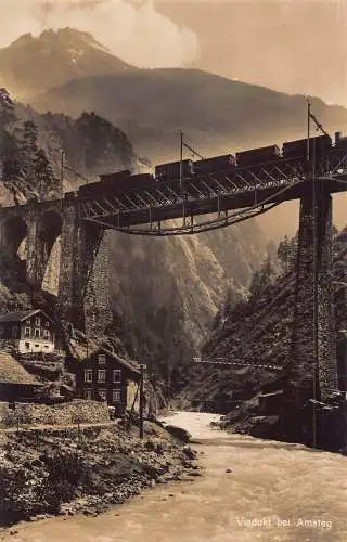 A191 Schweiz Viadukt bei Amsteg Zug Lokomotiven Vintage Postkarte