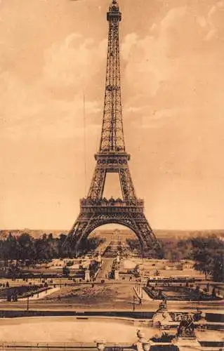 A192 Frankreich Paris Eiffelturm Blick vom Trocadero Vintage Postkarte