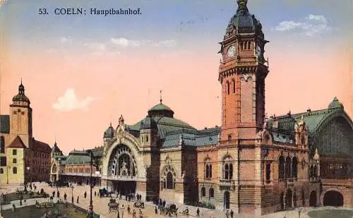L123 Deutschland 1915 Köln Köln Hauptbahnhof Bahnhof Vintage Postkarte