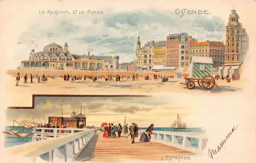 L292 Belgien 1904 Ostende Litho Vintage Postkarte
