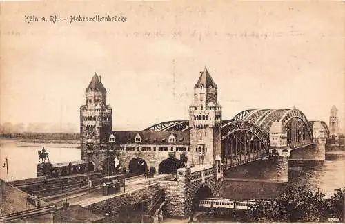L123 Deutschland Köln Hohenzollern Brückenturm Vintage Postkarte