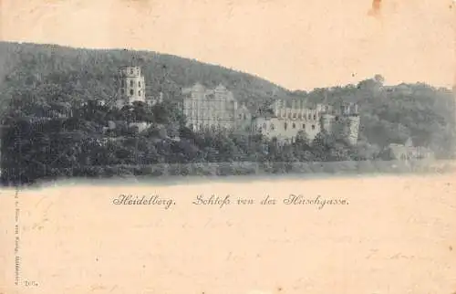 L122 Deutschland 1898 Heidelberg Schloss von der Hirschgasse Schloss Vintage Postkarte