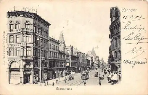 L122 Deutschland 1904 Hannover Georgstraße Zigarrenbahn Vintage Postkarte