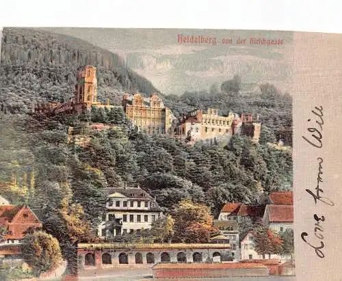 L122 Deutschland 1904 Heidelberg Schloss von der Hirschgasse Schloss Relief Postkarte