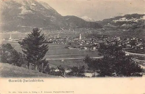 L121 Deutschland Garmisch Partenkirchen Panoramablick Vintage Postkarte