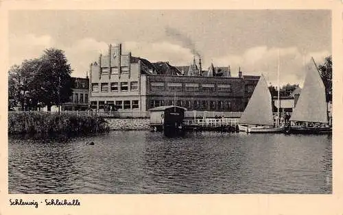 L120 Deutschland Schleswig Schleihalle Segelboote Vintage Postkarte