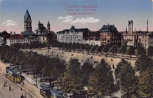 L120 Deutschland Köln Neumarkt Neuer Markt Straßenbahn Oldtimer Postkarte
