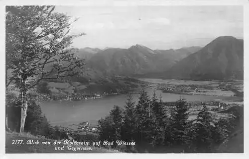 L119 Deutschland 1930 Blick von Holzeralm auf Bad Wiessee Tegernsee Vintage Postkarte