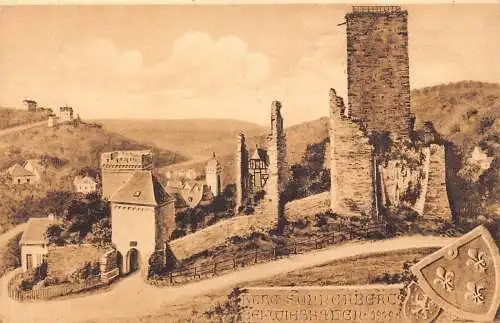 L120 Deutschland Burg Sonnenberg bei Schloss Wiesbaden Wappen Vintage Postkarte