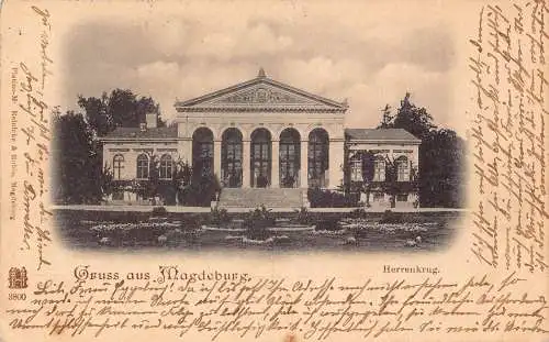 L119 Deutschland 1903 Gruss aus Magdeburg Herrenkrug Vintage Postkarte