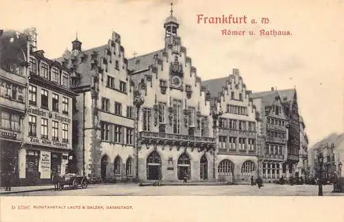 L119 Deutschland Frankfurt am Main Roemer Rathaus Kutsche Vintage Postkarte