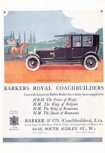 L286 Autos Barkers & Co Royal Coachbuilders Werbung Reproduktion Postkarte