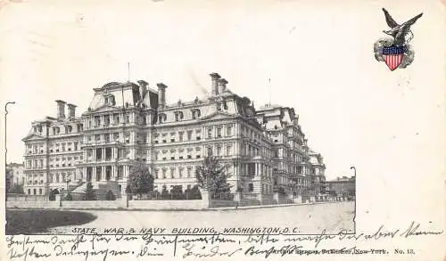 A193 USA 1901 Washington DC State War & Navy Building Coat of Arms Postkarte