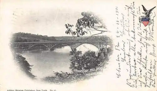 A193 USA 1901 Pennsylvania Strawberry Hill Bridge Philadelphia Postkarte