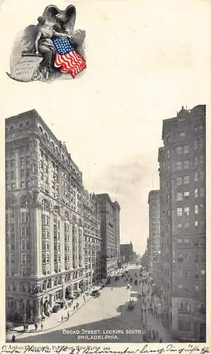 A194 US Philadelphia Pennsylvania 1901 Broad Street South Flagge Vintage Postkarte