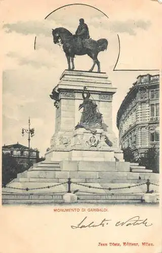 A196 Italien 1899 Mailand Milano Denkmal von Garibaldi Vintage Postkarte