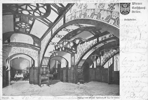 L416 Österreich Wiener Rathauskeller Restaurant 1905 Vintage Postkarte
