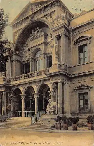 L118 Frankreich 1910 Avignon Fassade Theater Statue Vintage Postkarte