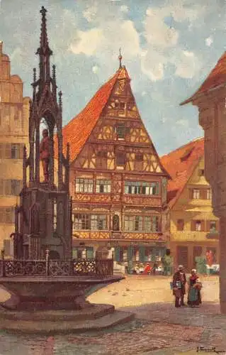A197 Deutschland Dinkelsbühl Brunnenhaus Vintage Postkarte