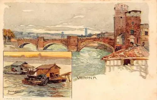 L486 Italien Verona Wielandt signierte Vintage Postkarte