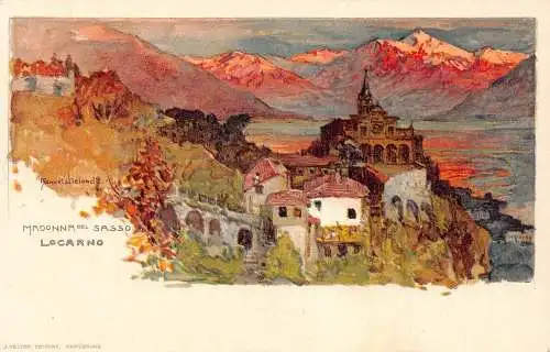 L486 Schweiz Locarno Wielandt signierte Vintage Postkarte