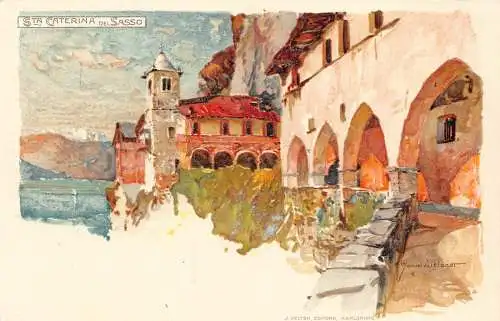 L486 Italien Sta Caterina del Sasso Wielandt signierte Vintage Postkarte