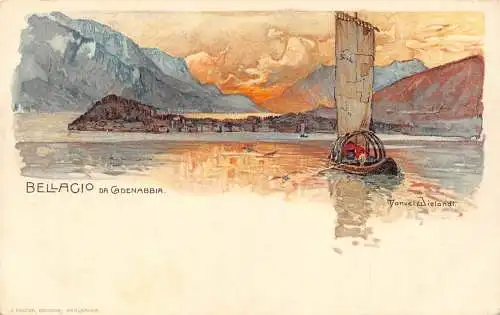 L486 Italien Bellagio bis Cadenabbia Wielandt signierte Vintage Postkarte