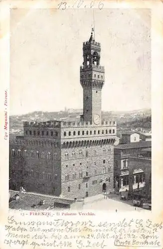 A198 Italien 1906 Firenze Il Palazzo Vecchio Vintage Postkarte